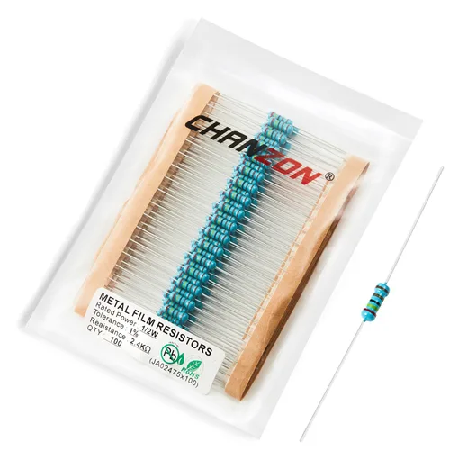 Miniatura 74 de Chanzon - 100 resistencias de película metálica 1/2 W (0.5 W) 10 Ω ohmios ±1% de tolerancia 10R MF, resistencias de agujero pasante con limitación