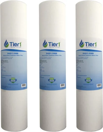 Tier1 Filtro de agua de 1 micrón de 20 x 4.5 pulgadas | Cartucho de polipropileno hilado para toda la casa | Reemplazo para Pentek DGD-2501-20,