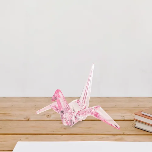 Miniatura 8 de SEWACC Figura acrílica de grúa de origami de papel transparente, decoración de pájaros, regalo de cumpleaños, adorno de escritorio, 5.82 x 4.80 x