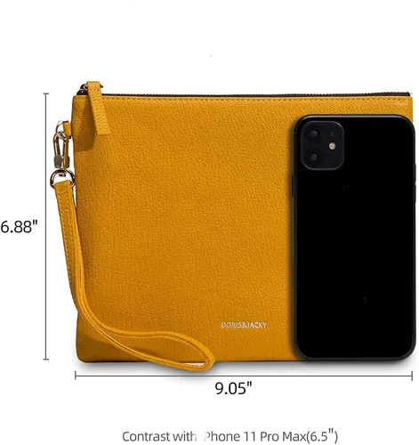 Miniatura 2 de DORIS&JACKY Bolso de mano de piel de cordero para mujer, cartera grande y suave de diseñador con correa..