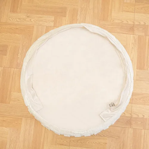 Miniatura 9 de Asuprui Reposapiés Otomano de Tela de Felpa – Puf de Espuma Suave de 20"x14" con Funda Extraíble Perfecto para Sala de Estar, Dormitorio y Lino