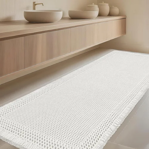 Miniatura 41 de Tapete de baño con diseño de gofre, moderno, bohemio, absorbente, antideslizante, ultrasuave, lavable a máquina, con letra de baño, dormitorio