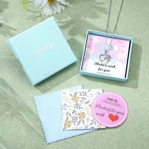 Miniatura 7 de Regalos de unicornios para niñas y niños, collar de corazón, collares de unicornio para niñas, collares con iniciales, joyería de unicornio, joyería