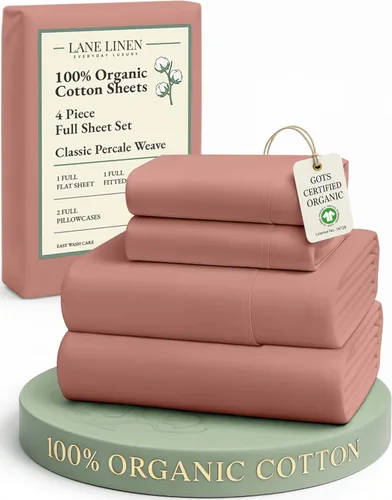 Miniatura 204 de LANE LINEN Sábanas 100% algodón orgánico para cama tamaño King, sábanas de percal suave, transpirables, de lujo, estilo hotelero, lavables a 09