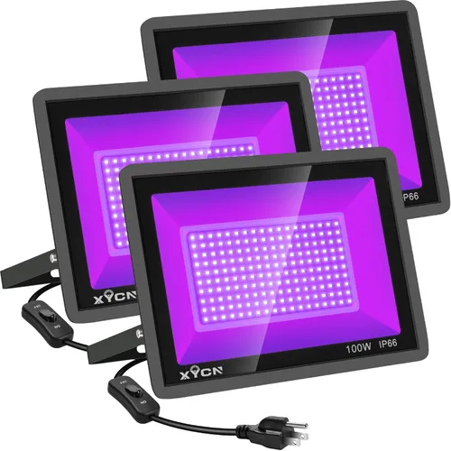Miniatura 7 de XYCN Paquete de 2 Luces Negras LED de 700W, Luz Negra de Inundación de 395nm a 410nm con Enchufe, Resistente al Agua IP66 para Exteriores