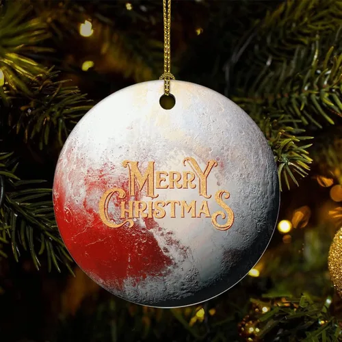 Adorno de Navidad de cerámica con diseño de planeta galáctico cósmico impreso de dos caras, novedad para familiares, amigos, niños, colgantes de