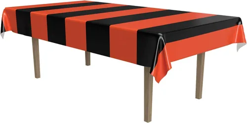 Miniatura 29 de Beistle Mantel de casa embrujada, 54 x 108 pulgadas, 2 piezas, mantel de plástico, mantel rectangular, mantel de Halloween, mantel de vacaciones