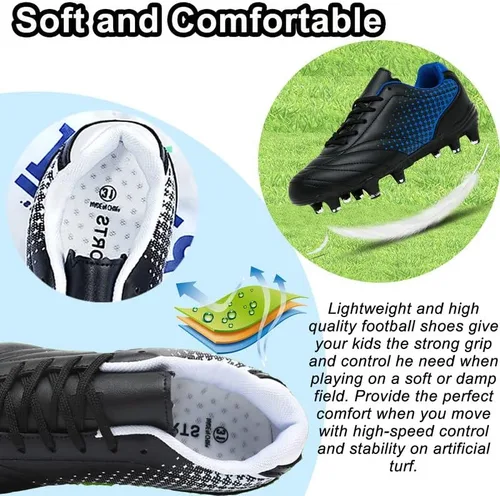 Miniatura 2 de LIZRHA Zapatos de fútbol para niños y niñas, tacos de fútbol para niños y niñas, zapatos de fútbol atléticos para exteriores, zapatos de fútbol