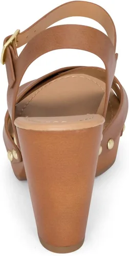 Miniatura 5 de STYLISH S SHIFT - Sandalias de tacón de plataforma de madera sintética con correa de tobillo y puntera abierta para mujer