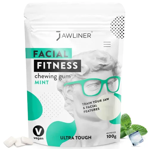Jawliner® - Pioneros de la goma de mandíbula artesanal más resistente 15 veces más dura, incluye 12 semanas de entrenamiento - Goma dura de menta