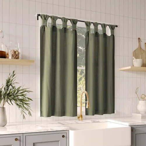 Miniatura 22 de Archaeo - 56538 Cortina de 100% Algodón Lavado con Pestaña Giratoria, Panel de 52 x 95 Pulgadas, Crema
