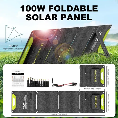 Miniatura 2 de Kit de panel solar plegable de 100 W con controlador, cargador solar portátil para estación de energía portátil, teléfono, laptop, con salida M-C4 a