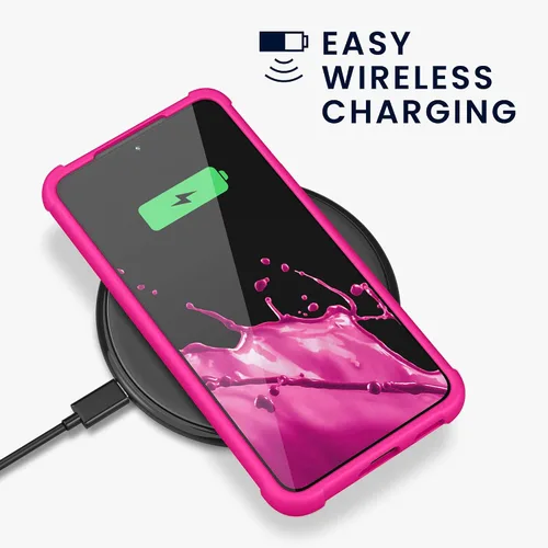 Miniatura 6 de KIOMY Funda para Samsung Galaxy S22+ 5G a prueba de golpes con esquinas de bolsas de aire para S22 Plus brillante y vibrante color sólido neón rosa