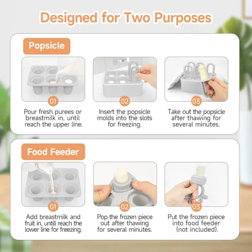 Miniatura 7 de Morlike Baby Tiny Pops, Molde de paletas de silicona 100% para bebés de 4 meses + moldes de leche materna para aliviar la dentición, esenciales