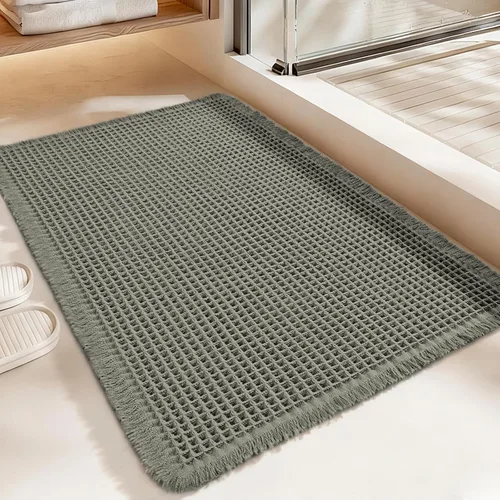 Miniatura 30 de Alfombra de Baño de Lujo tipo Waffle, Súper Absorbente Antideslizante, Alfombras de Baño Bohemias, Ultra Suaves y Cómodas, Lavables a Máquina