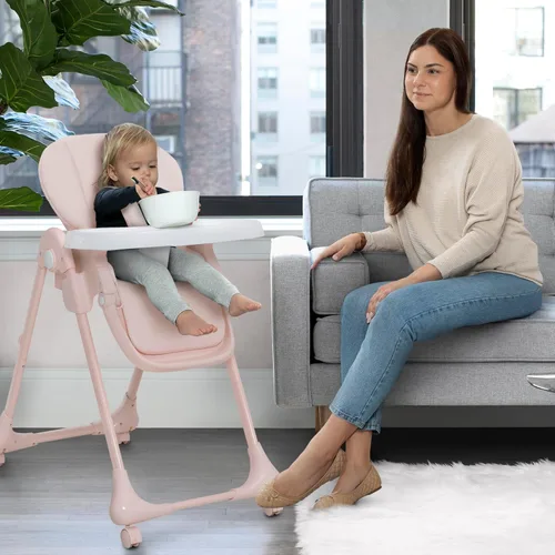 Miniatura 9 de Little Folks by Delta Children - Silla alta SlimFold 2 en 1 para bebés y niños pequeños, color rosa