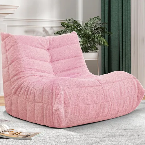 Miniatura 89 de Puf para adultos, silla puf grande, sillón con relleno de espuma viscoelástica para el hogar, apartamento o sala de juegos, gris afelpado Felpa gris