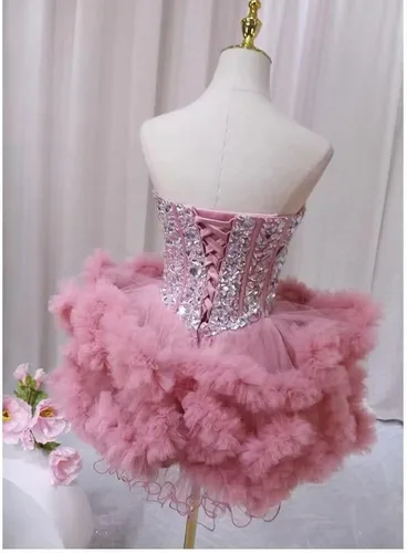 Miniatura 4 de Vestidos de tul para fiesta de exalumnos, vestidos brillantes de quinceañera, vestido de baile corto de cóctel, vestidos de graduación para jóvenes