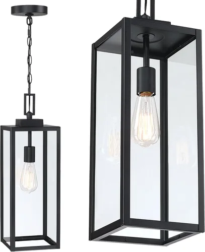 Miniatura 13 de 13 Inch Outdoor Pendant Light Dusk to Dawn Hanging Porch Light for Entrance Front Door Photocell Pendant Lights for Porch Dusk to Dawn Hanging