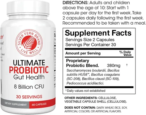 Miniatura 2 de Silver Fern Kit de rehabilitación intestinal - Suministro para 30 días - Limpieza diaria (1 botella = 120 cápsulas) y probiótico definitivo