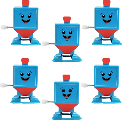 Miniatura 6 de The Dreidel Company Paquete de 3 Hanukkah Wind-Up and Watch Him Walk-Jump Dreidel, recuerdos de fiesta de Janucá, juguetes novedosos para niños