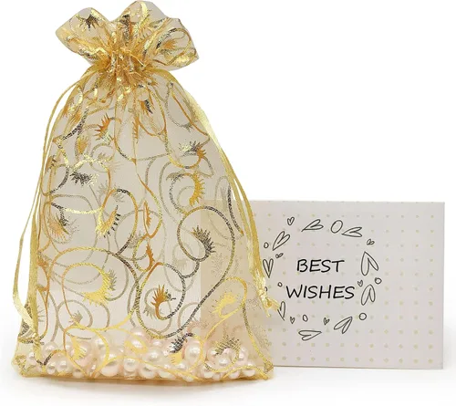 Miniatura 11 de Jexila - 24 bolsas de regalo de organza de Navidad de 4 x 6 pulgadas con cordón, 11 patrones mixtos, pequeñas bolsas de caramelos para fiestas