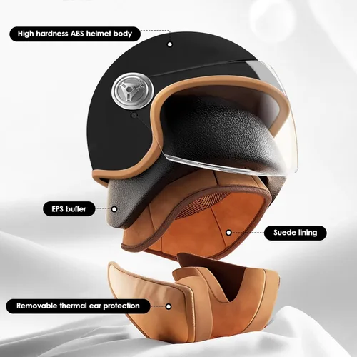Miniatura 4 de Casco de motocicleta de cara abierta 3/4 aprobado por DOT, cascos ligeros retro vintage, para niños y niñas de 3 a 15 años de edad, casco de scooter