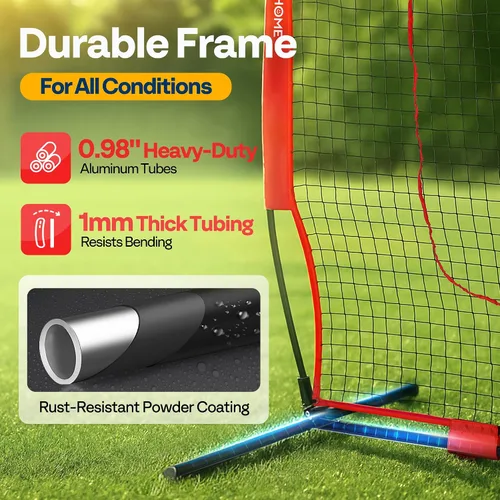Miniatura 2 de VIVOHOME Baseball Softball Batting Net - 7x7 Ft Baseball Backstop, Softball Practice Net for Hitting, Pitching, Throwing with Batting Tee and Carry