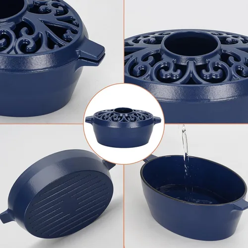Miniatura 5 de Vaporizador para estufa de leña, humidificador de estufa de leña de 2.5 cuartos de galón, humidificador de hierro fundido recubierto de esmalte