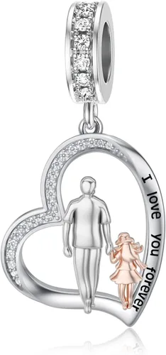 Miniatura 171 de PROESS Dije para padre, madre e hija, pulsera de plata de ley para pulseras, regalos de cumpleaños, día de San Valentín, para hija, madre, amante
