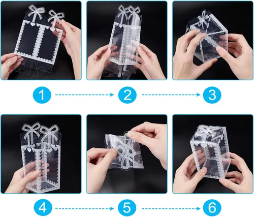 Miniatura 3 de BENECREAT 24 cajas de regalo de plástico transparente con lazo de 4.5 x 2.5 x 2.5 pulgadas, cajas de regalo de PVC transparente para vacaciones