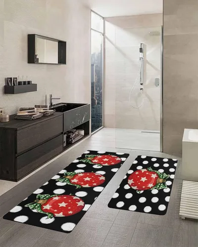 Miniatura 2 de Tapete de baño de Navidad con luces rojas para bañera, antideslizante, de secado rápido y absorbente, tierra de diatomeas, ducha, fregadero