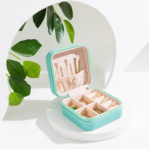 Miniatura 6 de KElofoN Organizador de joyas de viaje joyero de viaje caja organizadora de joyas pequeña para niñas y mujeres azul