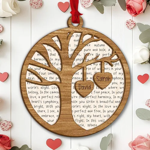 Miniatura 26 de Adorno personalizado para el primer aniversario, recuerdo romántico de corazón de cerámica con nombres y año, regalo para parejas, decoración única