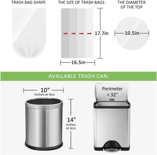Miniatura 2 de 200 bolsas de basura pequeñas de 2 galones (1.8-2 galones) para cestas de basura de 1.6, 1.8, 2.2 galones, forros fuertes de 6.5 a 7 litros