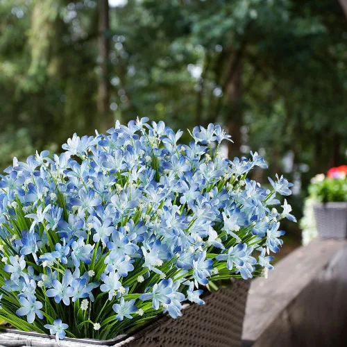 Miniatura 6 de 4 paquetes de flores artificiales de narcisos, vegetación artificial falsa resistente a los rayos UV, no se decolora, plantas de plástico sintético