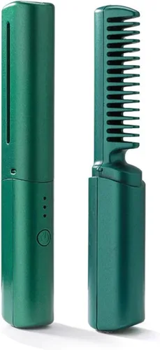 Mini alisador de pelo recargable, mini alisador de pelo de viaje 2 en 1, alisador de pelo portátil inalámbrico recargable USB-c (verde, 1 unidad)