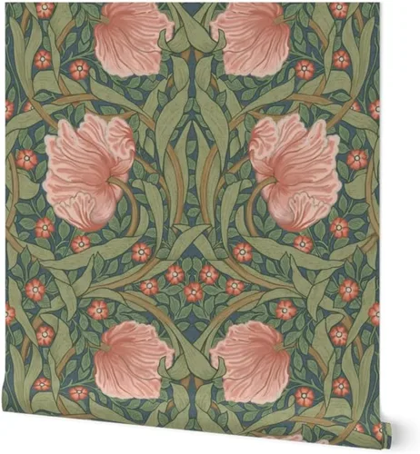 Muestras de papel tapiz para despegar y pegar, diseño floral verde de pimpinela botánica, jardín victoriano, Morris, hojas de flores vintage, estilo