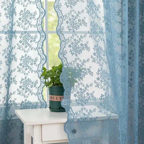 Miniatura 55 de YJ YANJUN Cortinas traslúcidas negras de 54 pulgadas de largo, panel de cortina de encaje gótico victoriano para cocina, cortinas cortas de Negro