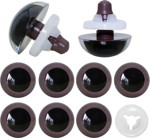 Miniatura 10 de ARTCXC 1 caja (20 unidades) ojos grandes de seguridad de plástico coloridos de 0.94 pulgadas con arandelas resistentes para muñecas, marionetas