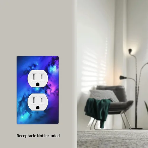 Miniatura 5 de Cubierta de placa de pared para interruptor de luz dúplex individual Galaxy para el hogar, dormitorio, cocina, decorativo, 4.5 x 2.76 pulgadas