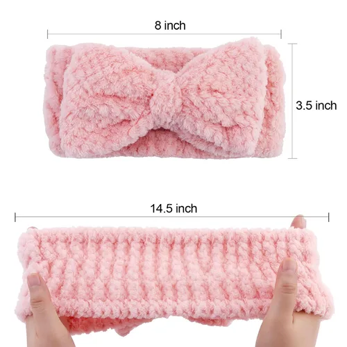 Miniatura 2 de YISSION 2 diademas de spa con lazo antideslizante para lavado de cara, maquillaje, cuidado de la piel, diadema facial, banda elástica de microfibra