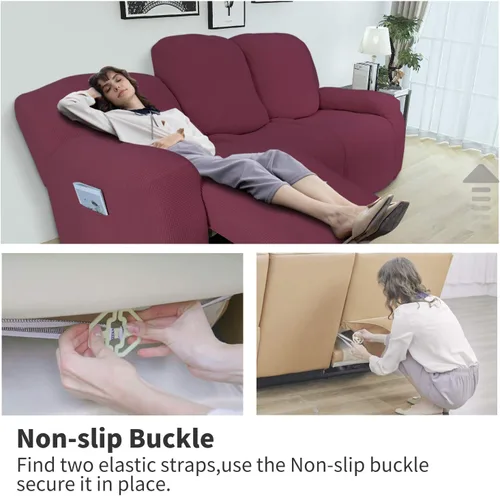 Miniatura 3 de Easy-Going - Funda elástica para sofá reclinable y sofá cama, 6 piezas, protector de muebles, suave, parte inferior elástica, tela jacquard