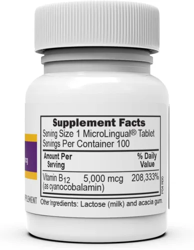 Miniatura 4 de Superior Source No Shot Vitamina B12 cianocobalamina 5000 mcg, tabletas microlingües de disolución rápida de 100 unidades, suplemento B12