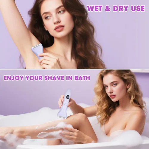 Miniatura 6 de Maquinillas de afeitar eléctricas para mujer, kit de depilación corporal 3 en 1 para cara, púbic, brazo, pierna, axila, recortadora de bikini, sin