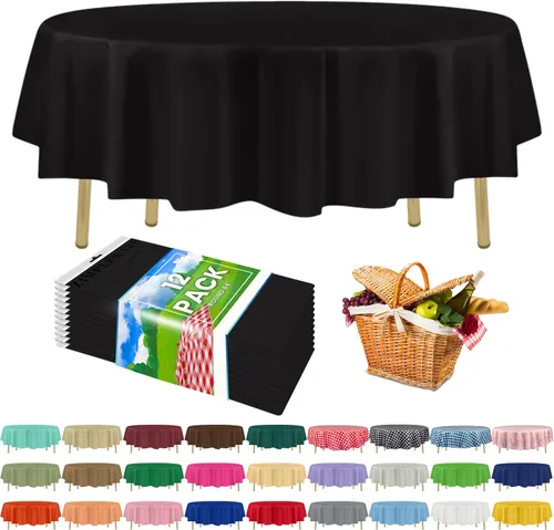 Miniatura 8 de Zimpleware - Mantel redondo de plástico para fiestas de 213 cm (84 pulgadas) de diámetro (paquete de 1, 6 y 12 unidades)
