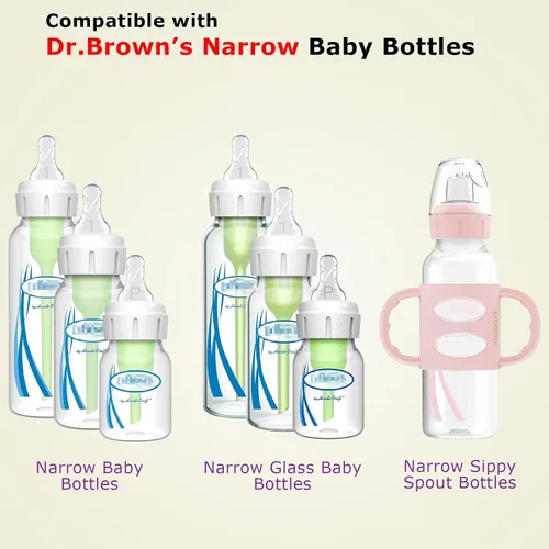 Miniatura 5 de Kit de conversión de vaso con pajita para biberones de vidrio estrechos y estrechos de Dr. Browns, kit de repuesto con peso con tapa y asa suaves, 6