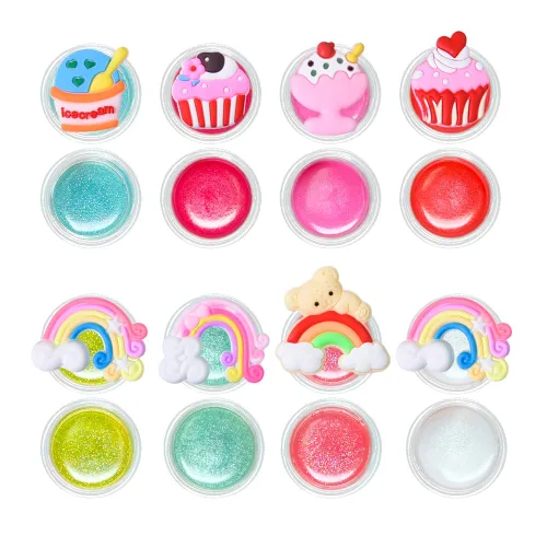 Miniatura 4 de Mebtmel 8 piezas de brillo labial lindo para niñas, set de bálsamo labial para regalos de fiesta para niños, sabores surtidos afrutados con diseños