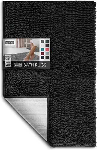 Miniatura 45 de Hearth & Harbor Alfombras de baño, tapete de baño de chenilla - Alfombras de baño lavables a máquina para baño con respaldo antideslizante de goma