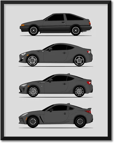 Miniatura 13 de Custom Car Posters Póster hecho a mano compatible con Toyota (Scion) FR-S 86 generaciones e impresión de Toyota 86 Trueno FR-S GR86 AE86 Scion